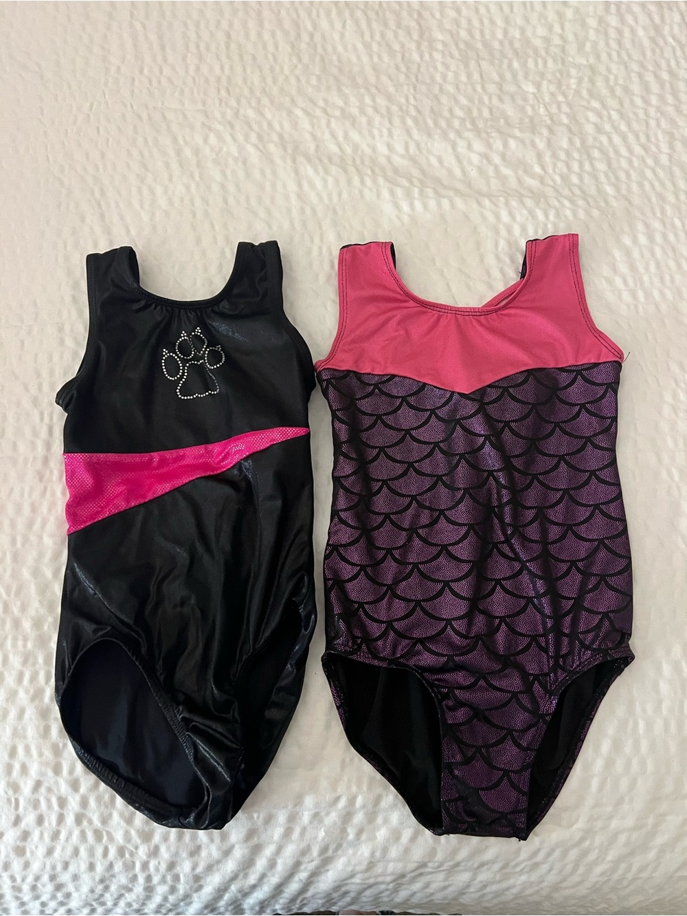 Girls Black & Pink Gymnastics Leotards - Paw & Scale Designs
